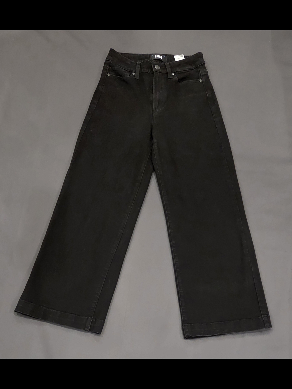PAIGE Anessa Wide Leg Jeans | Size 24 | Black | Coated Stretch Denim